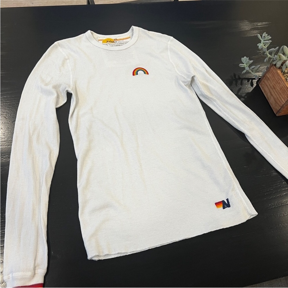 Aviator Nation Cream Waffle Knit Tee